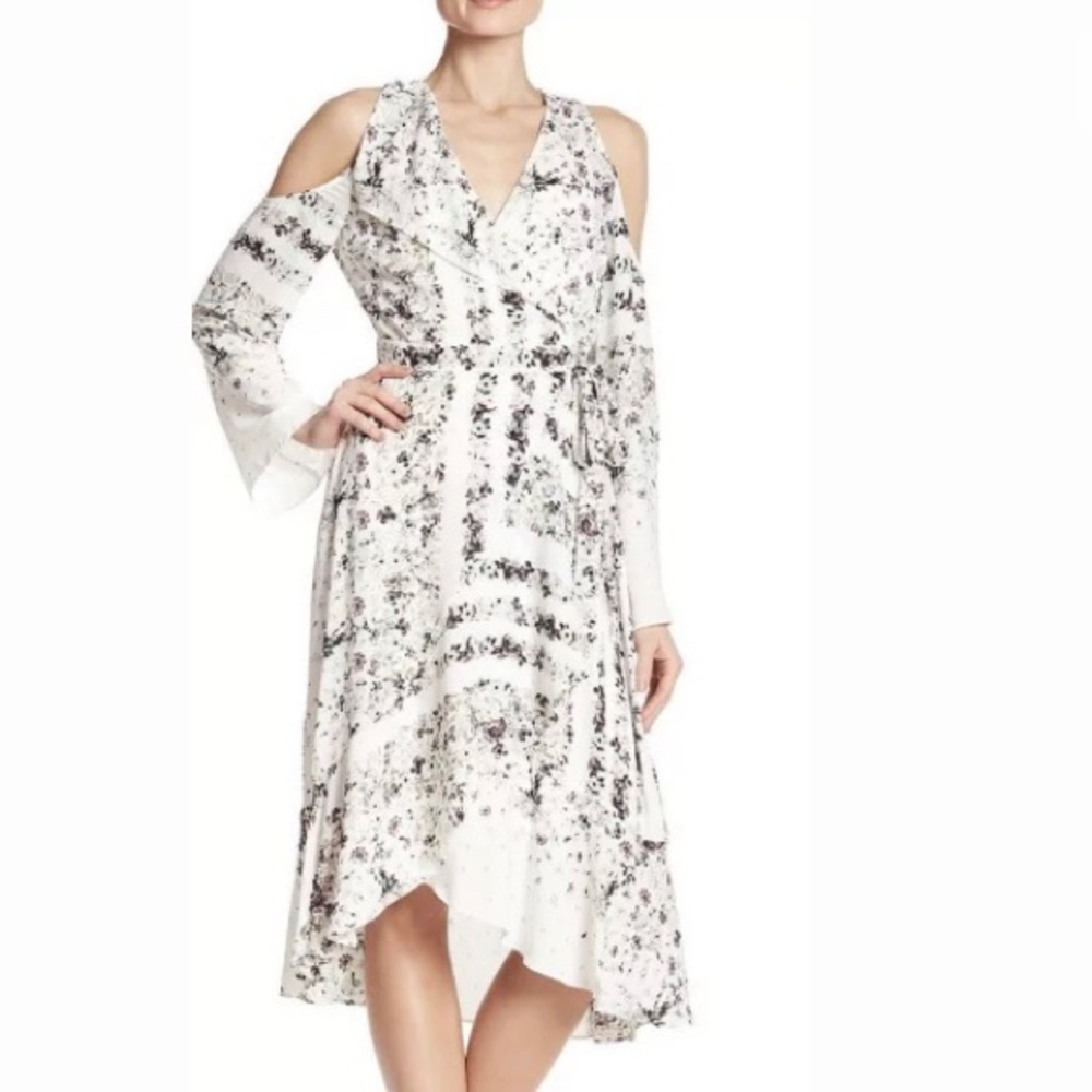 NWT BCBGMaxAzria Leeam Cold-Shoulder Wrap Dress